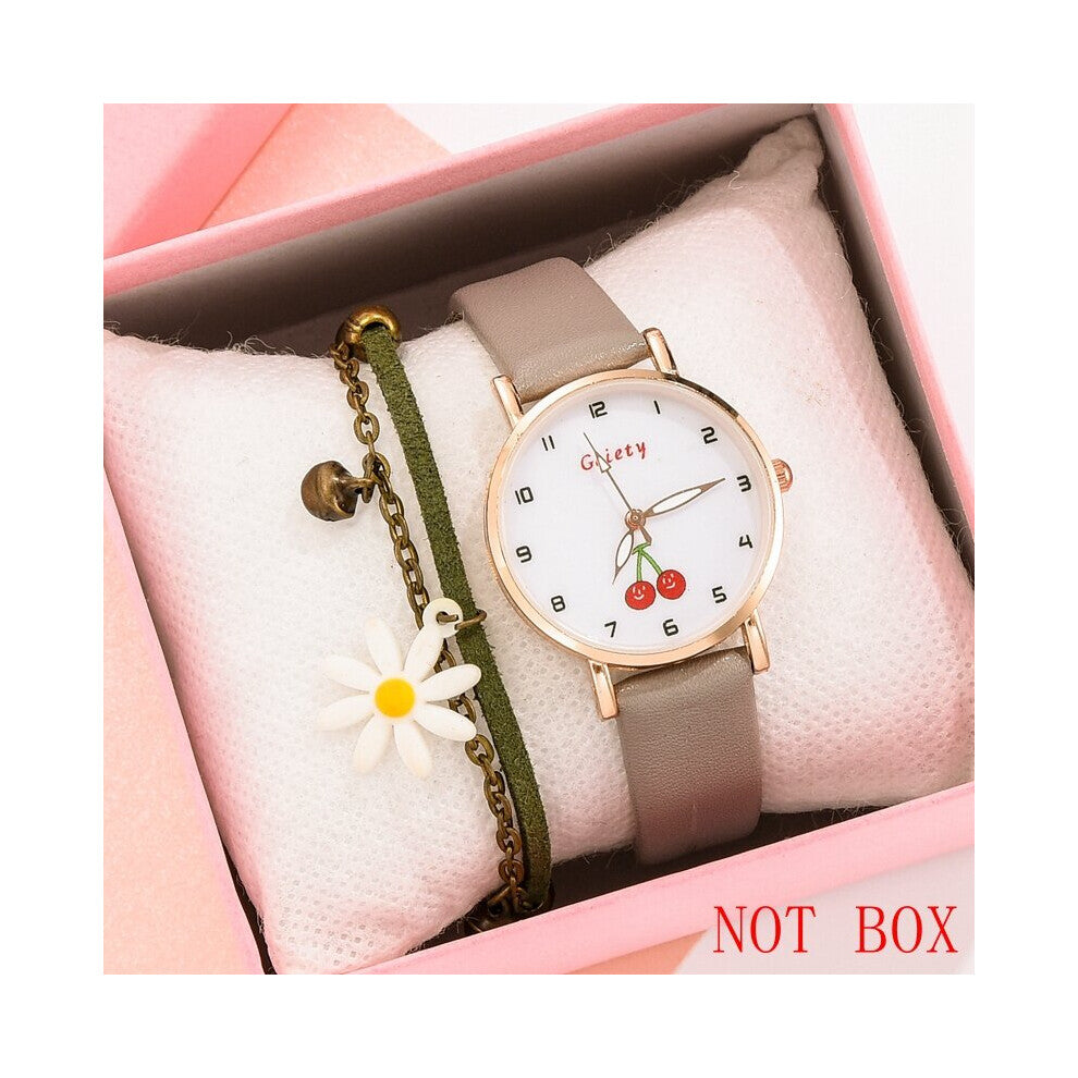 Sweet Style Women Small Cherry Watches Daisy Bracelet Ladies Quartz Wristwatches
