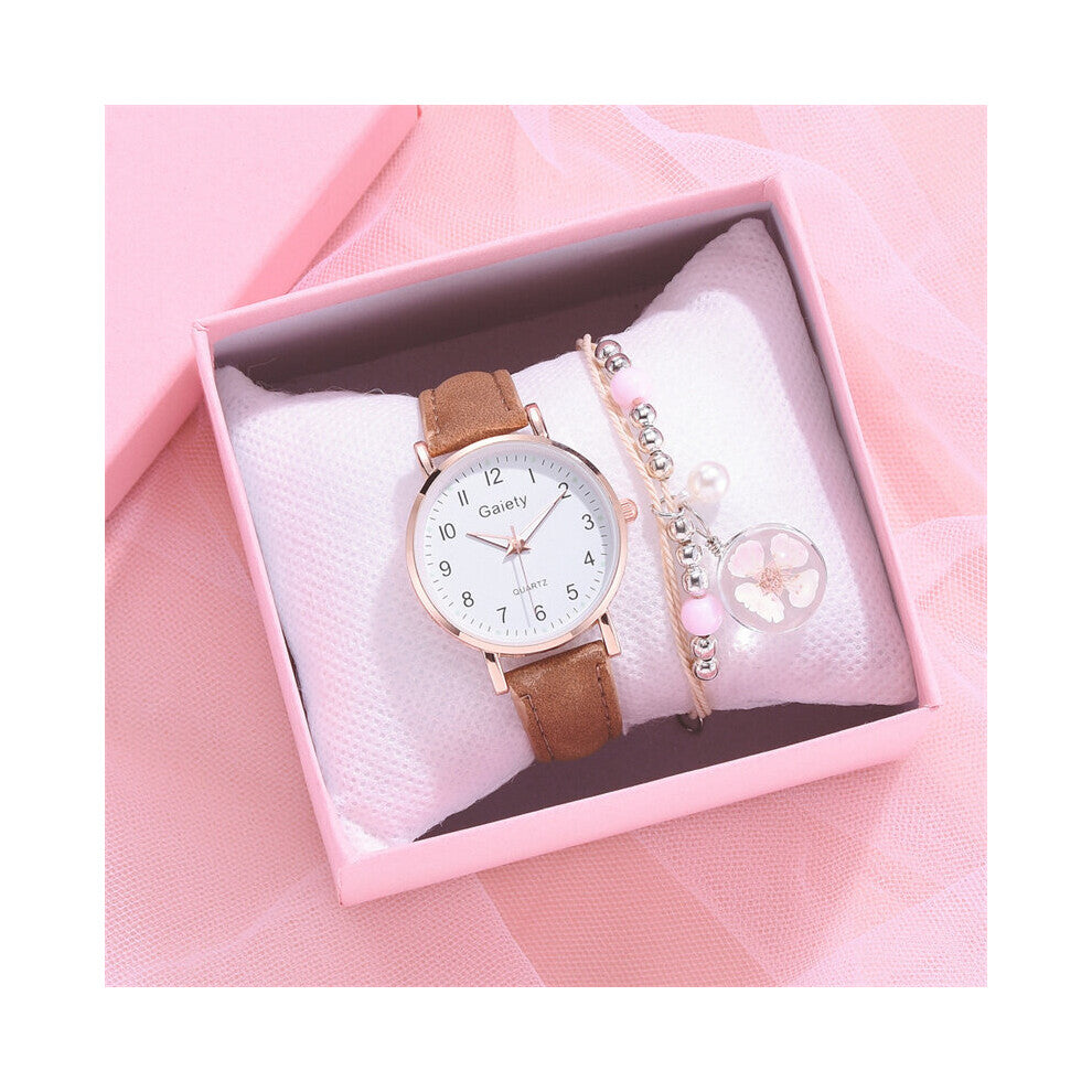 Women Watches Bracelet Set Girls Gift Quartz Watch Student with Bracelet for Womens