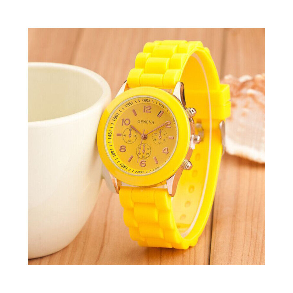 Women Watches Ultra-thin Quartz Watch Ladies Clock Yellow Silicone Wristwatch relogio feminino