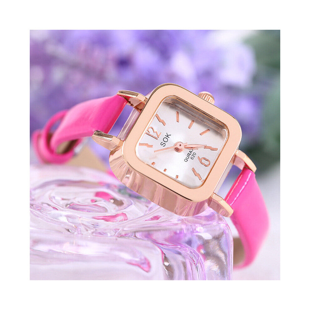 Style Vintage Women Watches Casual Small Square Ladies Wrist Watch Slim Leather Band Analog Quartz Watch Female Clock