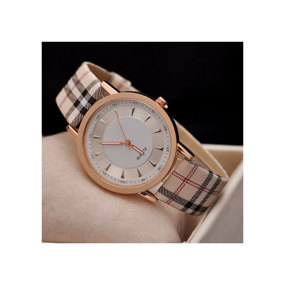 Quartz Ladies Watch Plaid Clock Rose Dial Dress Casual Wristwatch Relogio Feminino Women Watches