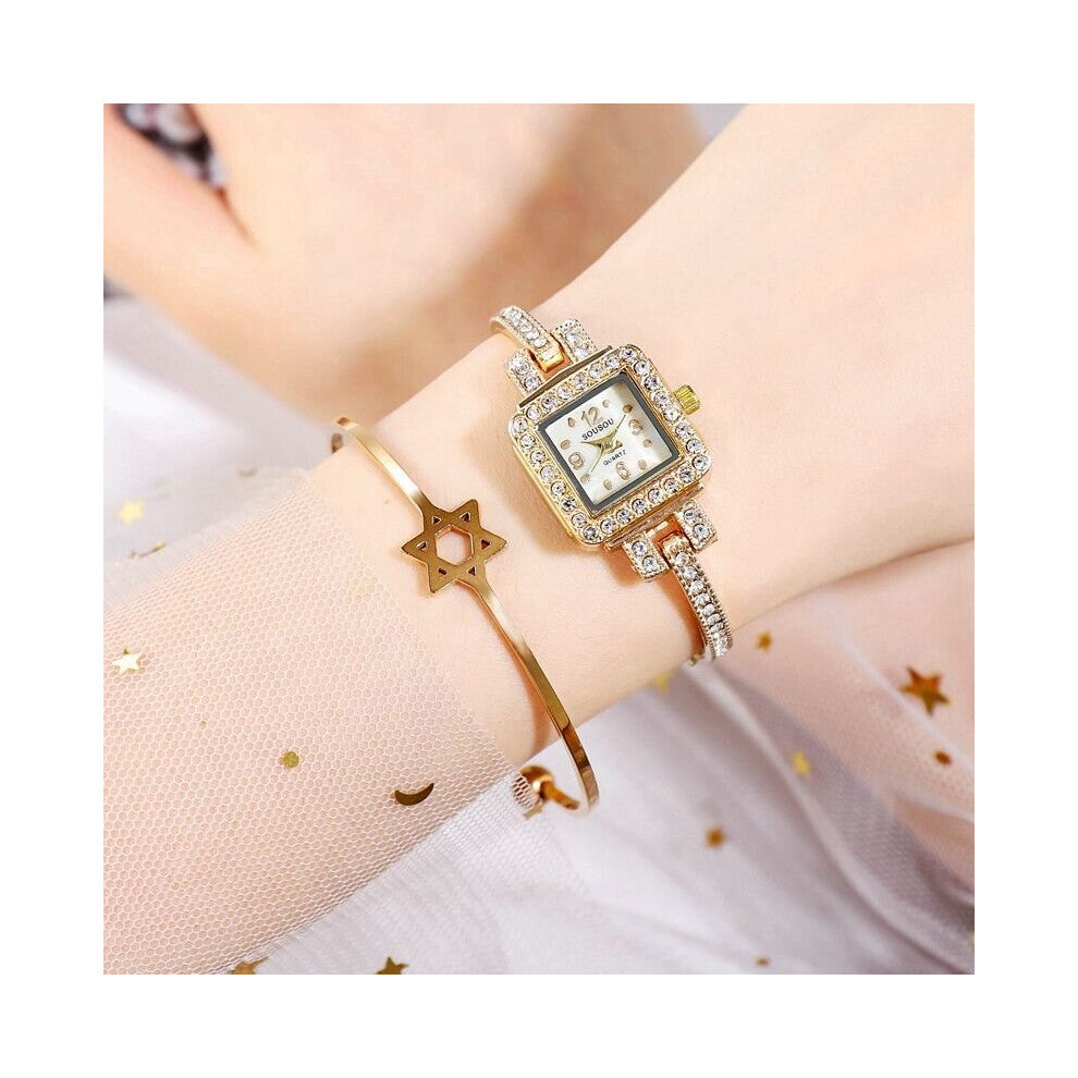 Small Square Dial Ladies Watch Steel Women Watches Dress Clock Female Wristwatch Rhinestone Bracelet zegarek damski