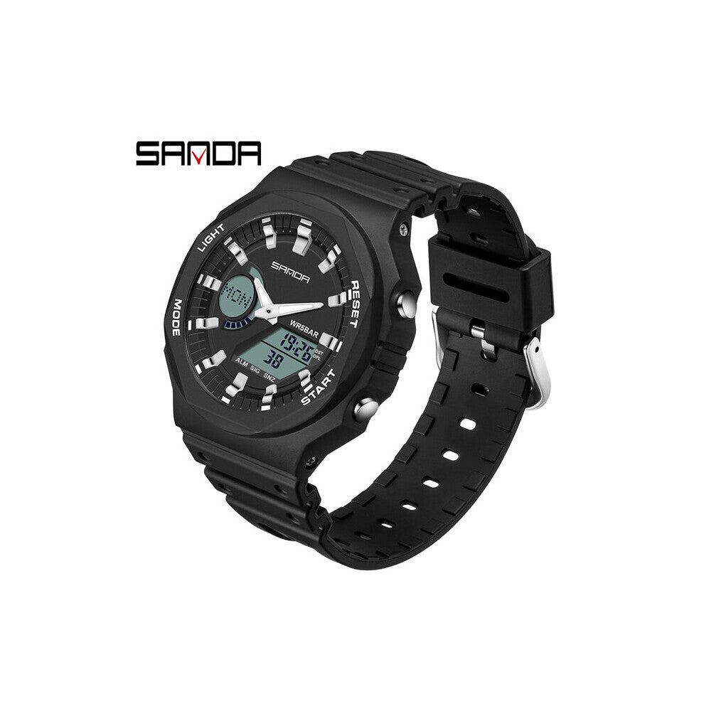 Men Sports Watch Chronograph Running Second Luminous LED Display Quartz Watches Mens Waterproof Relogio Masculino 6016