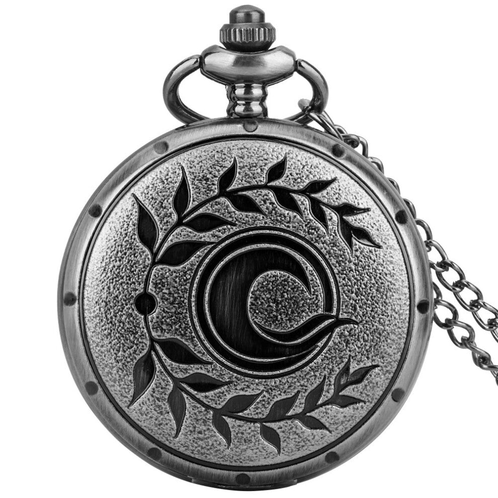 Retro Leaf Pattern Display Games Vintage Pocket Watch Steampunk Men Watch Women Clock with Chain Antique