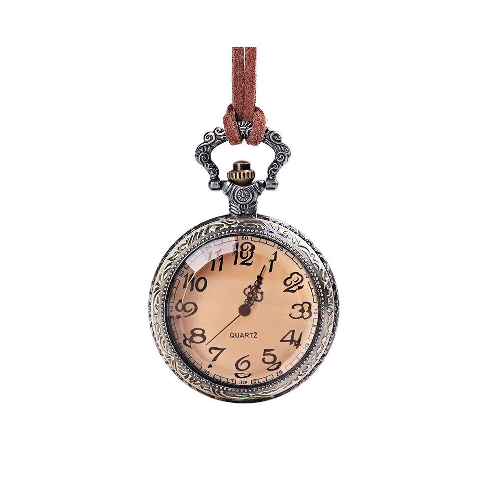Retro brown glass open cover pocket watch with belt men's and women's accessories