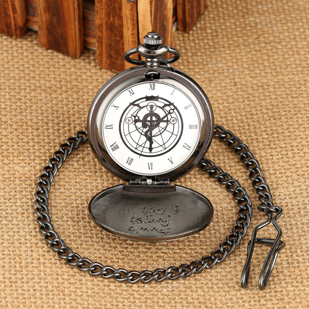 Animation Fullmetal Alchemist Quartz Pocket Watch Fob-Necklace Steampunk Pocket Clock Student Anime Boy Retro Timepiece Gift