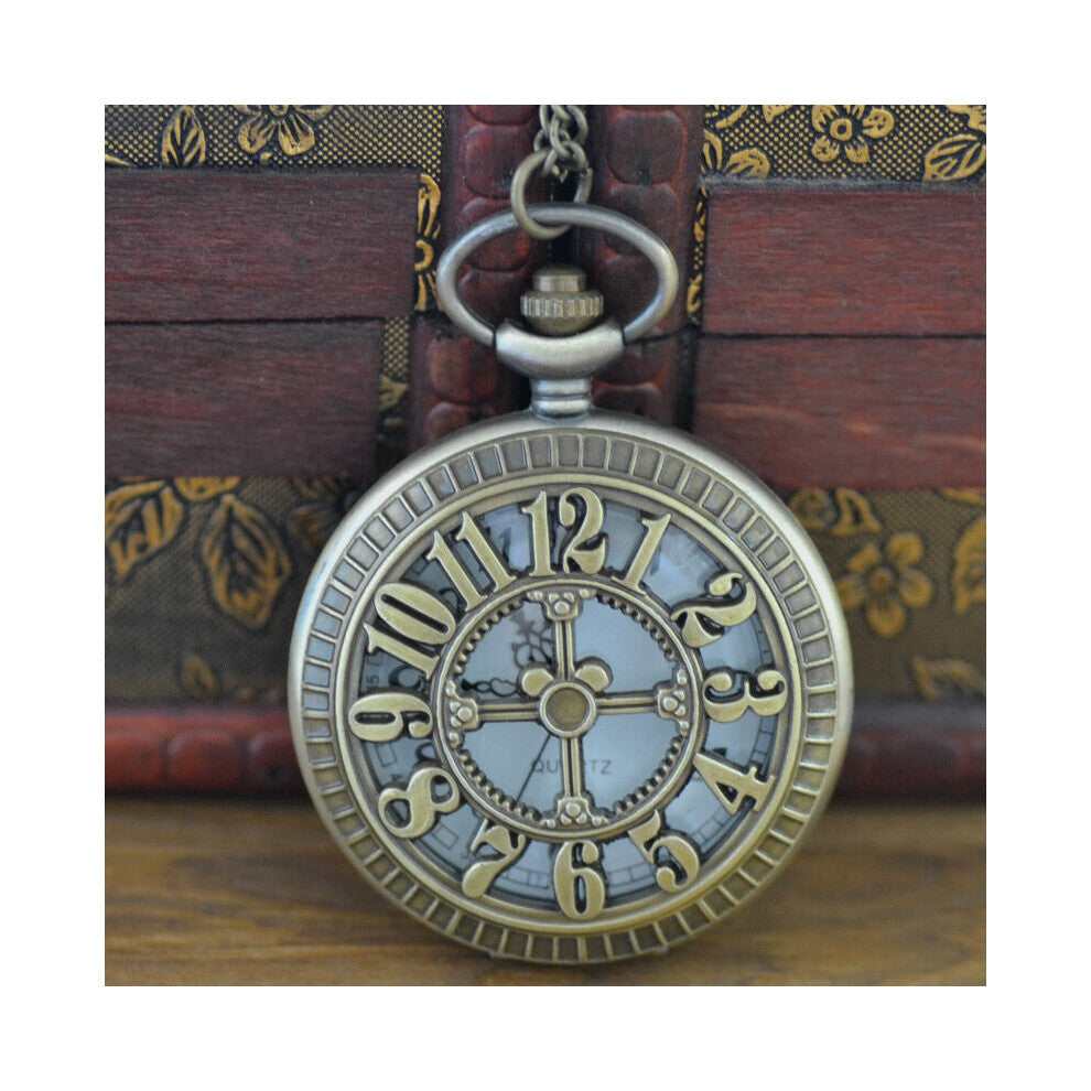 8038Large retro lucky turntable digital pocket watch Hollow retro lucky turntable digital pocket watch