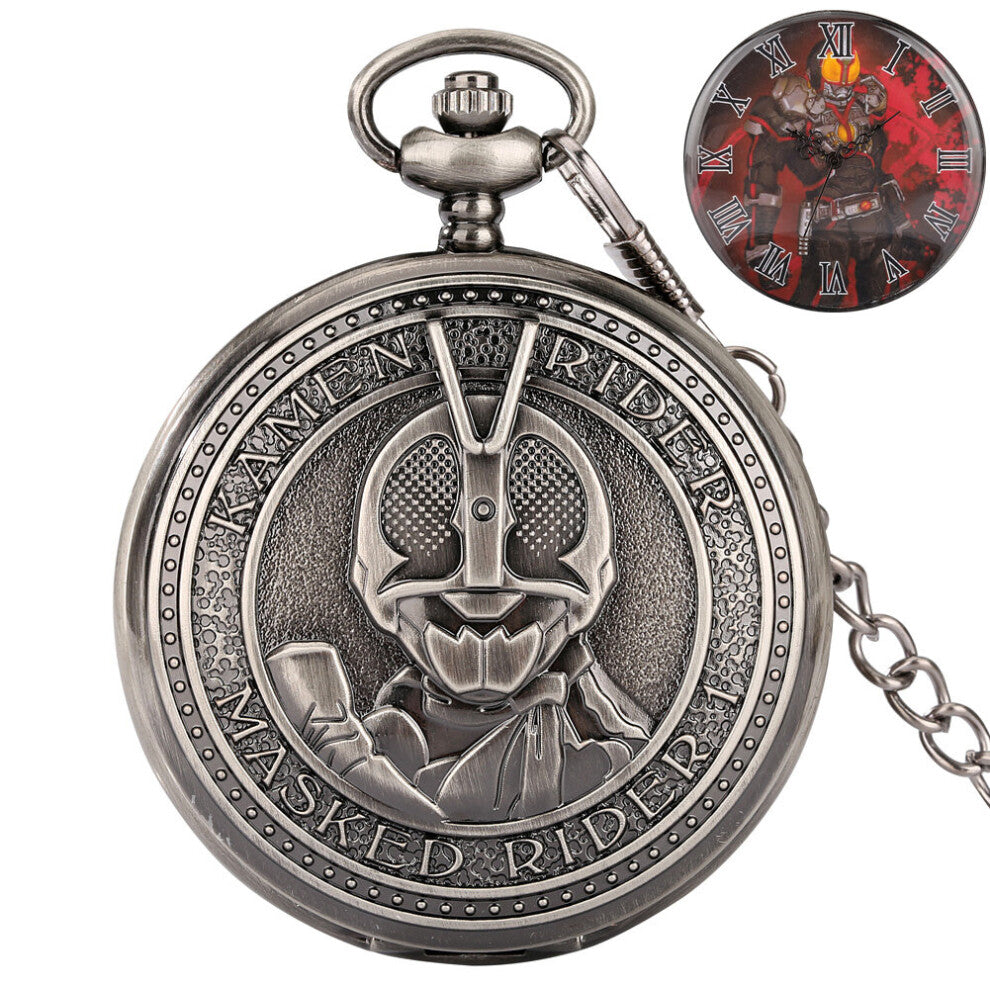 Antique Kamen Masked Rider Zi-o Anime Action Figures Roman Numbers Dial Comic Fob Chain Pendant Men Quartz Pocket Watch Cosplay