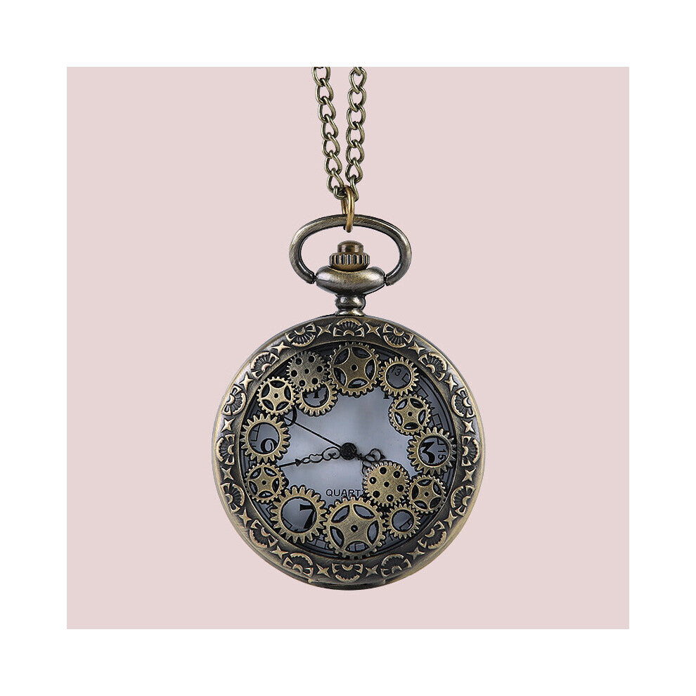 8134bronze pocket watch large Antique mechanical parts anti parts embossed pocket watch with necklaceque gear