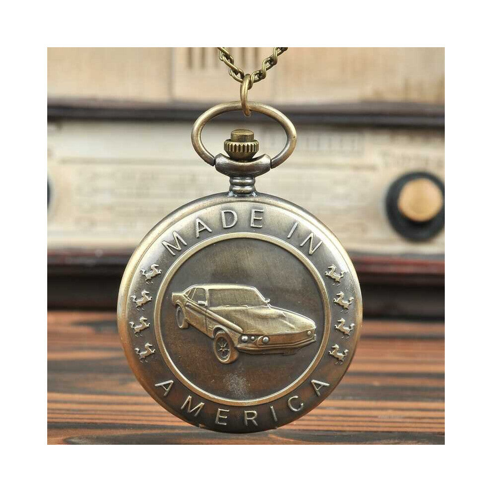 9018Necklace Chain Gift For Men's Children Vintage Pocket Watch Cartoon Car Antique Car Truck Pendant Quartz Pocket Watch