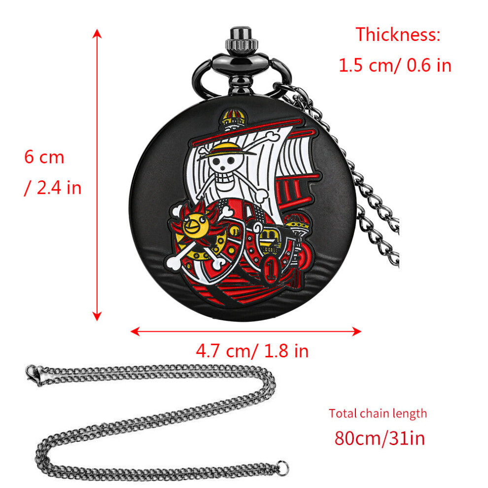 Creative Men Women Cosplay Graffiti Skull Quartz Pocket Watch Anime Clock Steapmpunk Fobs Chain with Necklace-Waist Chain