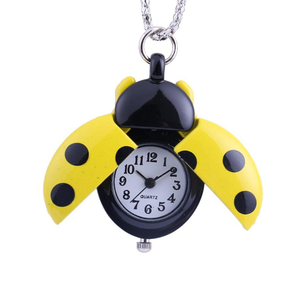 Retro yellow beetle quartz pocket watch accessories clock men and women belt chain