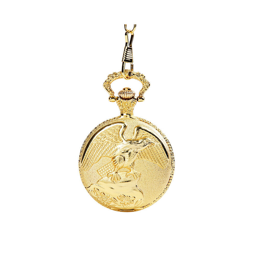 8965Luxury vintage carved eagle wings vintage pocket watch and waist chain men's and women's accessories