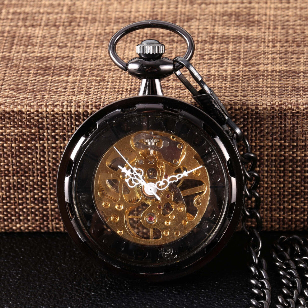 8938Black glossy Roman scale mechanical large Creative retro value pocket watch