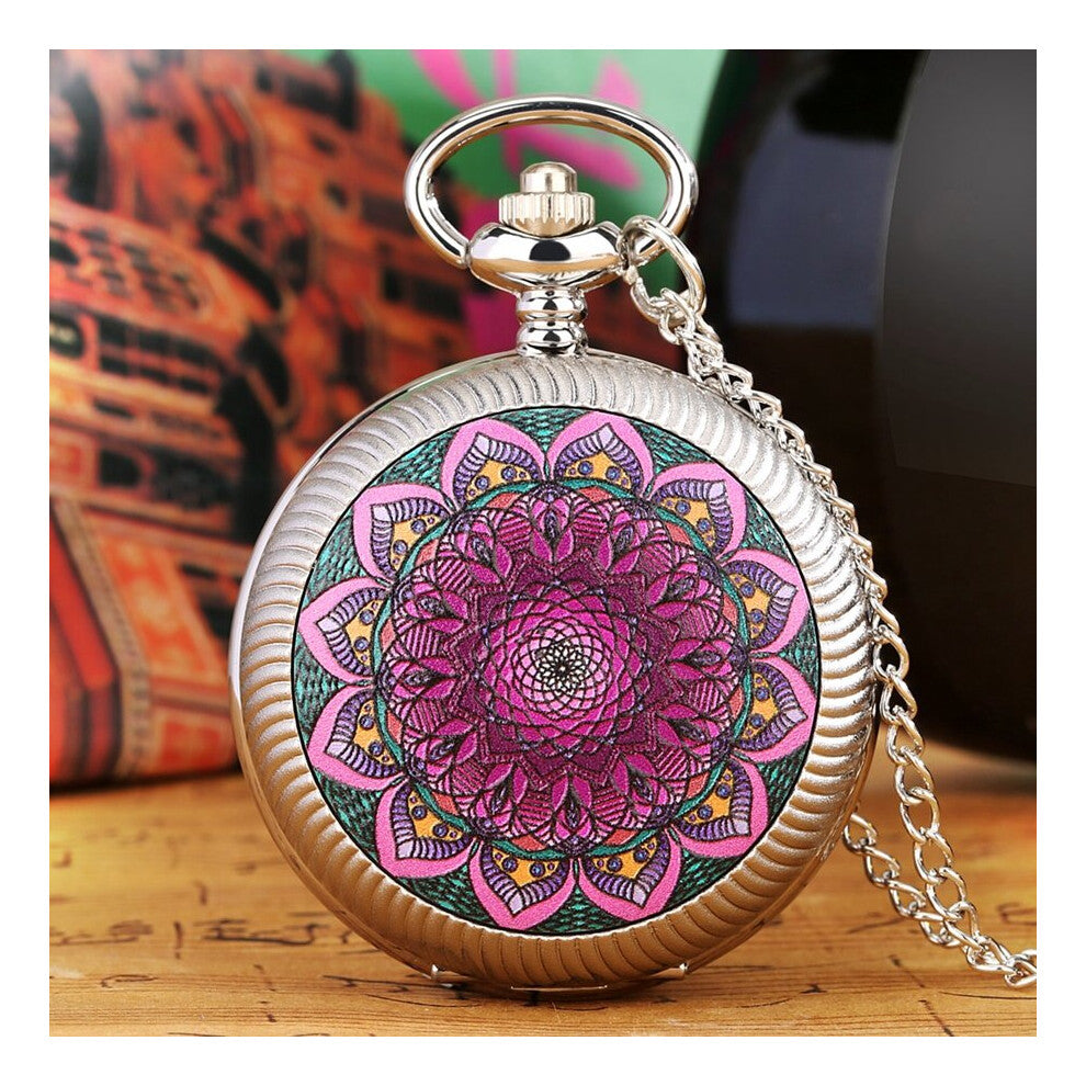 Shell Green Turntable Quartz Pocket Watch Time to Rotate Necklace Pendant Chain Art Collections for Men Women