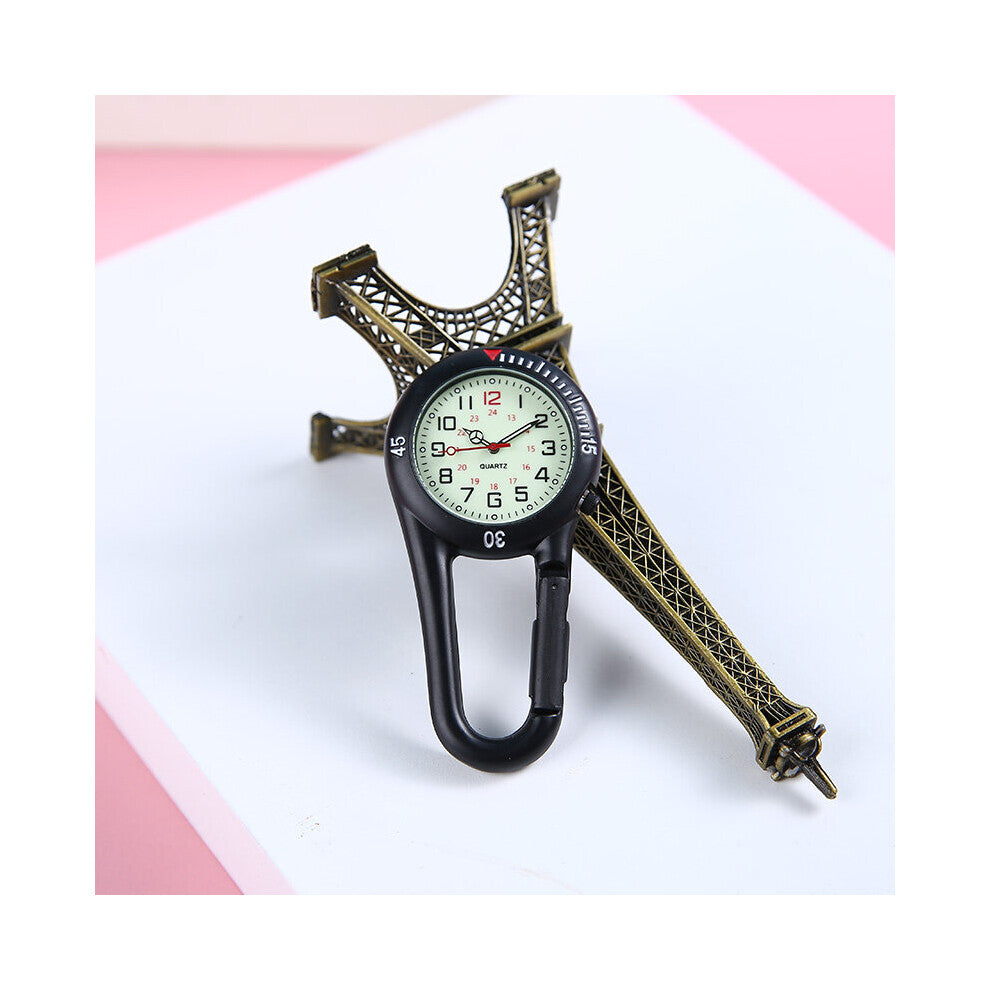 Hikers Outdoor Carabiner Watch Mini Dial Luminous Hands Quartz Watches For Backpackers Portable Pocket Fob Watch Clip on Belt