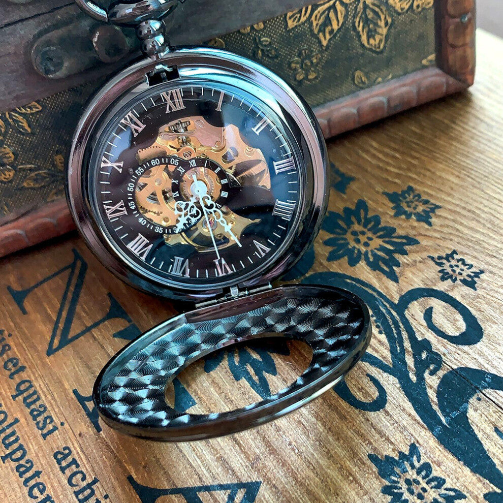 8941 creative perspective open cover mechanical pocket watch men's and women's accessories with necklace