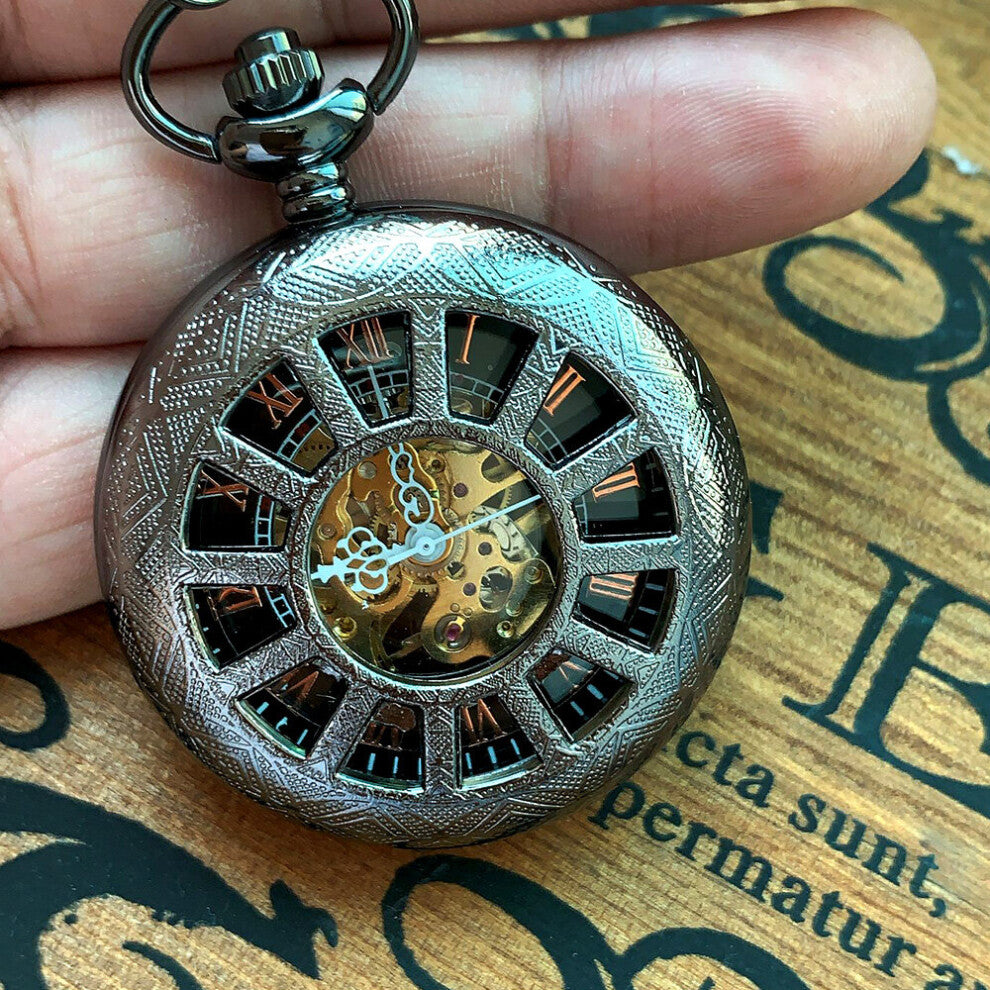 8931 creative wheel open cover mechanical pocket watch men's and women's accessories with necklace
