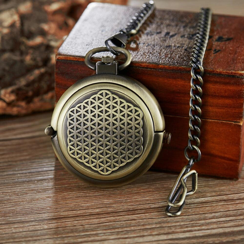 Turntable Capping Mechanical Pocket Watch Antique Hand Wind Fob Watch Chain Hollow Skeleton Clock Gift