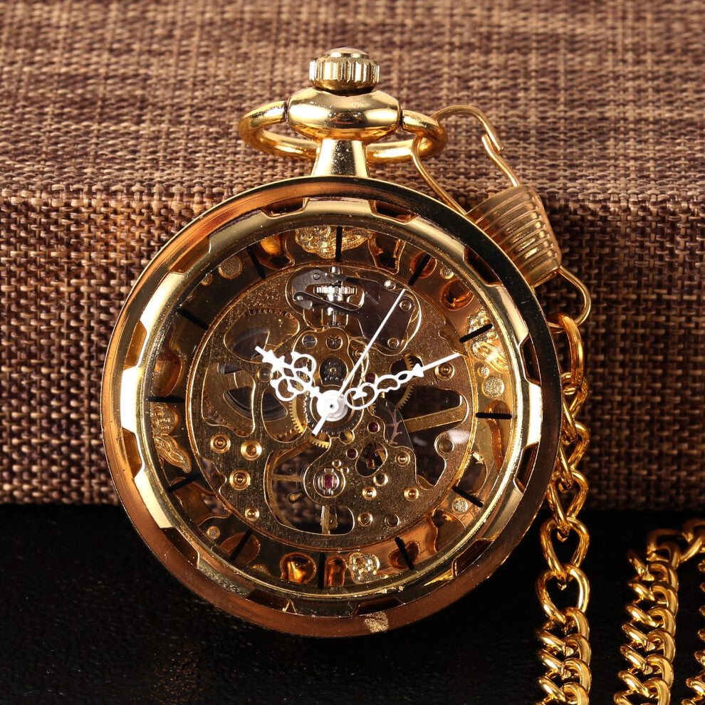 8930Creative wheel transparent glossy large mechanical Creative retro value pocket watch
