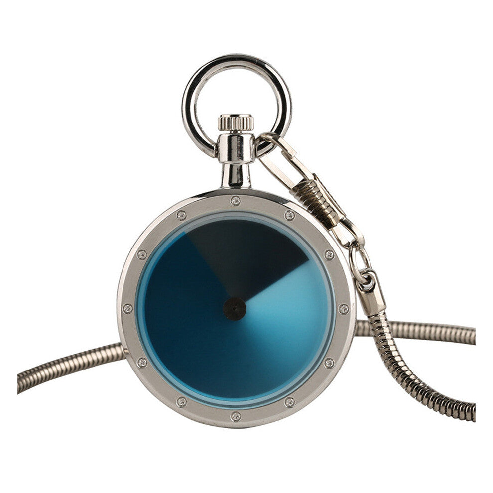 Turntable Stylish Small Quartz Pocket Watch Silver Snake Chain Men Women Kids Fob Chain Pocket Watch