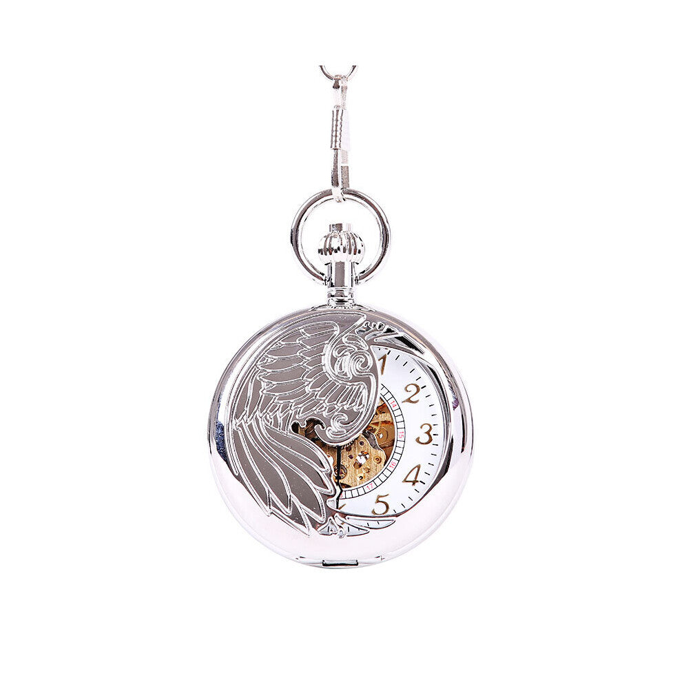 Low-key silver face half-eagle mechanical pocket watch men's and women's accessories