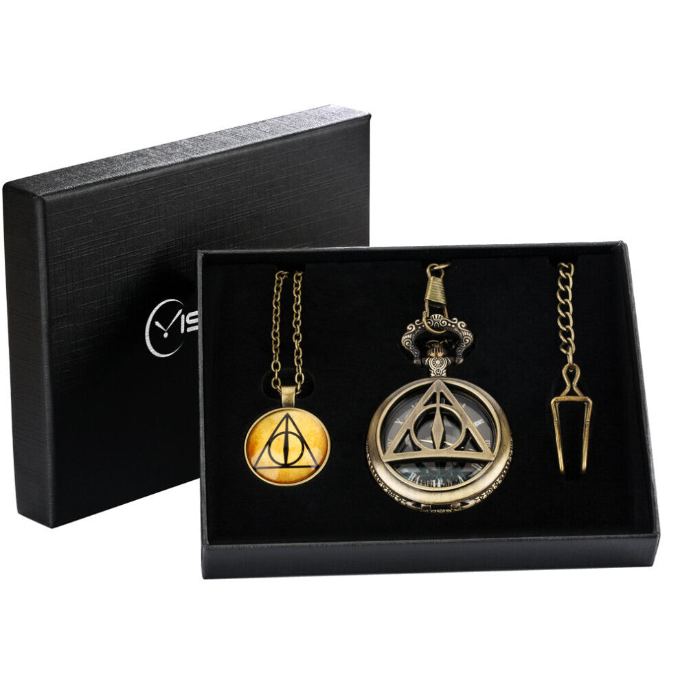 Retro Necklace Pocket Watch Gift Set Box Antique Quartz Pendant Watch Waist Chain Accessories Clock Birthday for Men