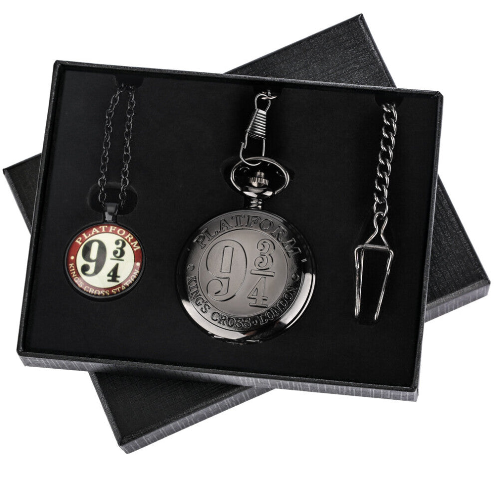 Retro Vintage Watch Gift Set Quartz Pocket Watch Necklace Chain Accessories Pendant Clock Box for Men Women