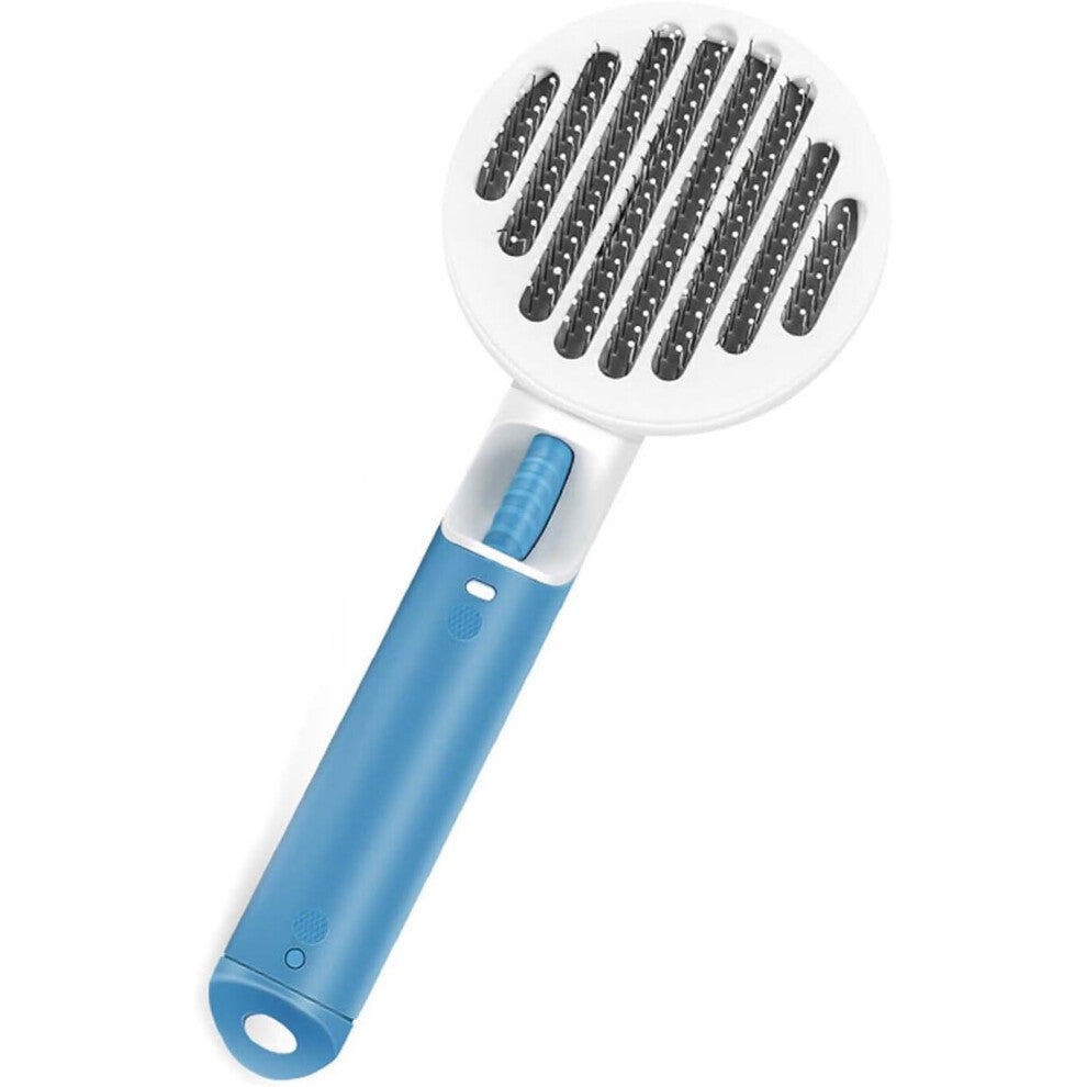 Pet Grooming Brush For Pets Removing Loose Undercoat Soft Comb (Round Comb, Blue)