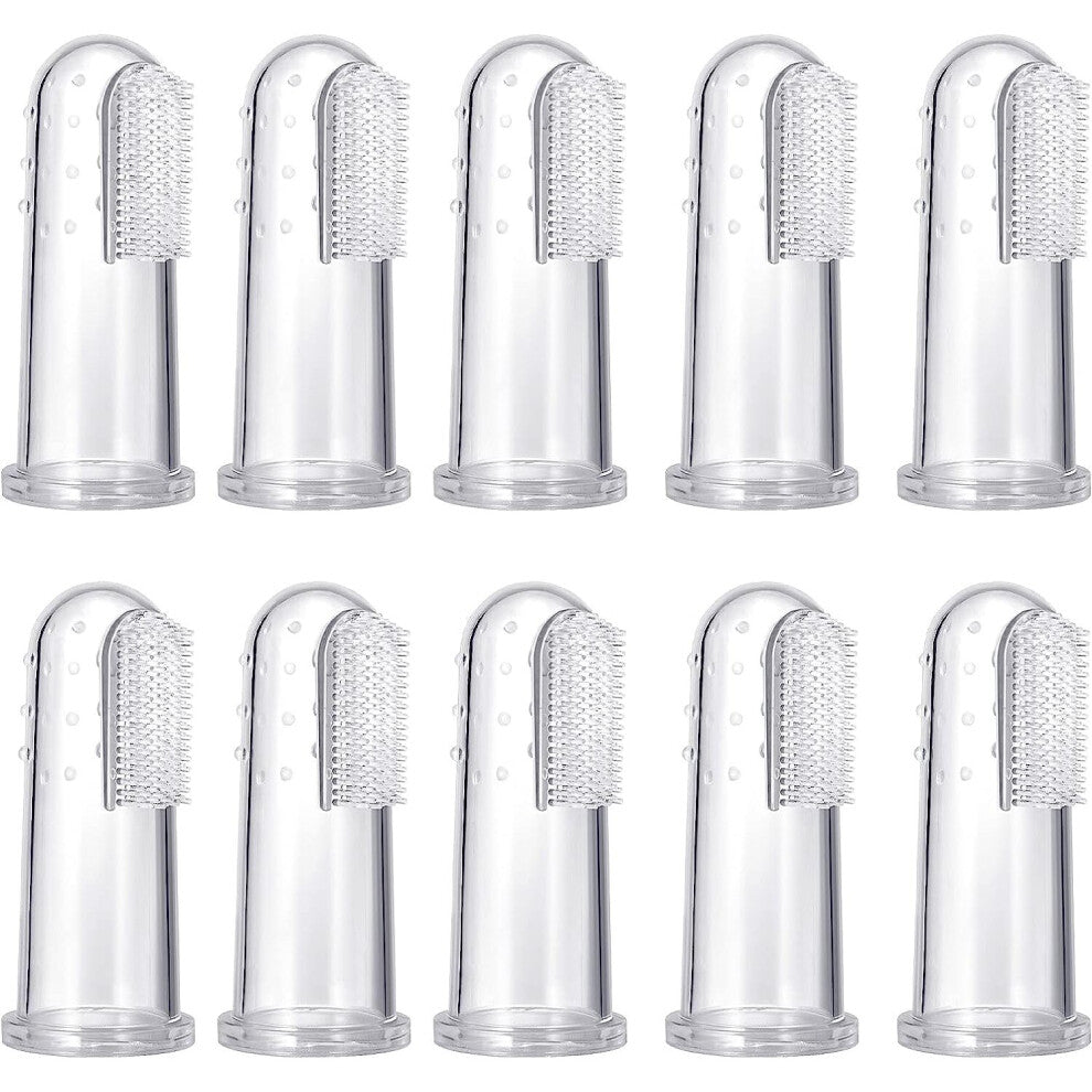 10 Pack Pet Finger Toothbrush, Dog and Cat Toothbrush for Pet Dental Care (Clear Color) (10pcs)
