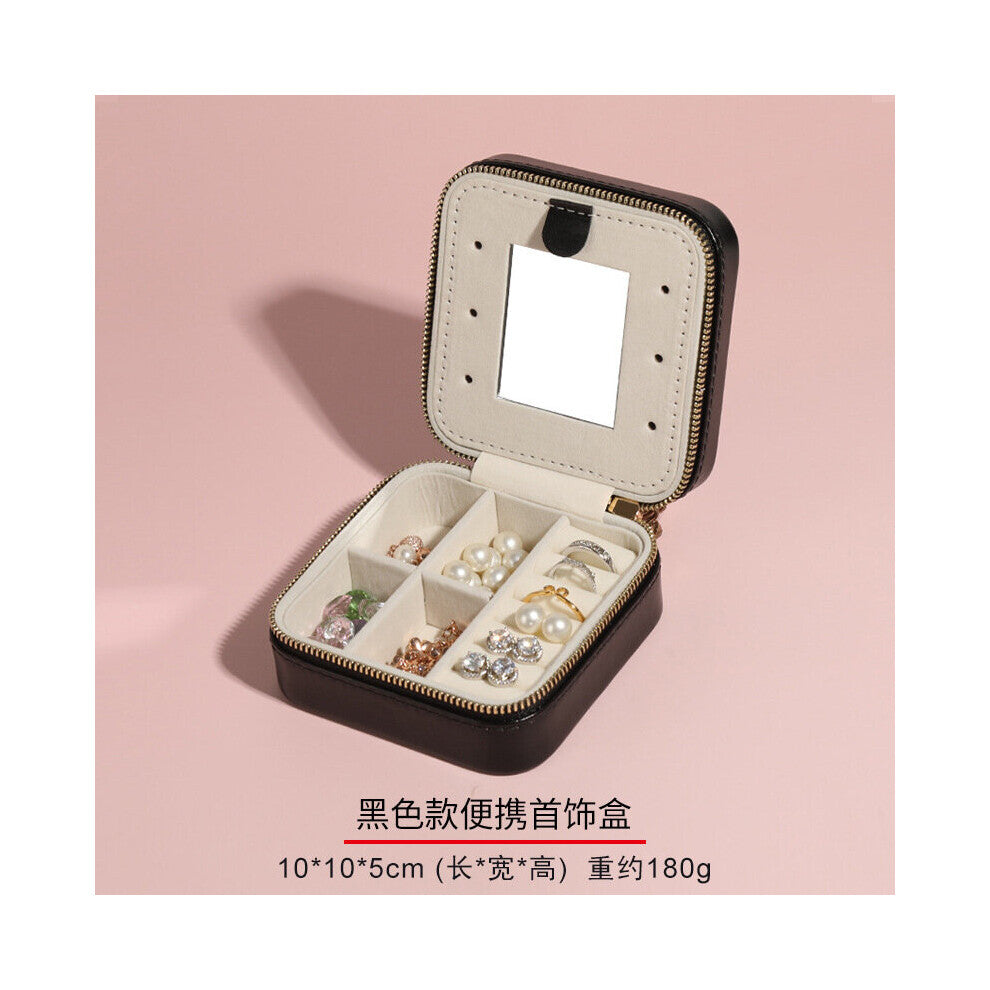 Women's Mini Earrings Jewelry Box Makeup Mirror Ladies Necklace Ring Storage Box Travel Cosmetic Bag Accessories Supplie