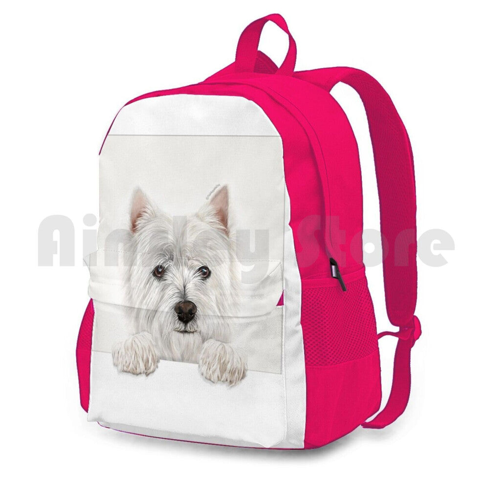Westie Outdoor Hiking Backpack Waterproof Camping Travel West Highland Terrier Westie Dog Pet Dog Portraits Animal