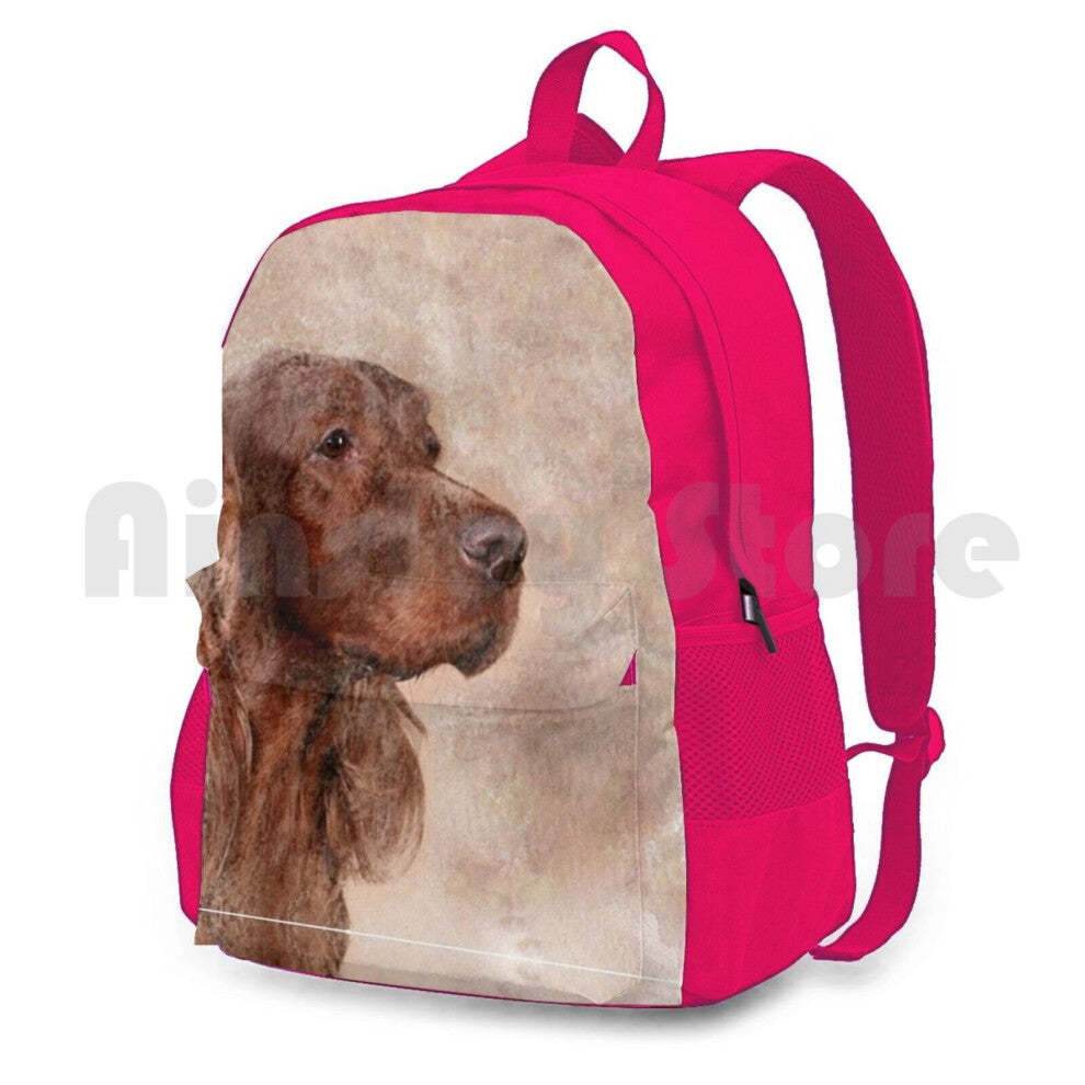 Irish Setter Dog Outdoor Hiking Backpack Waterproof Camping Travel Dog Breed Canine Irish Setter Red Setter Doglover Pet