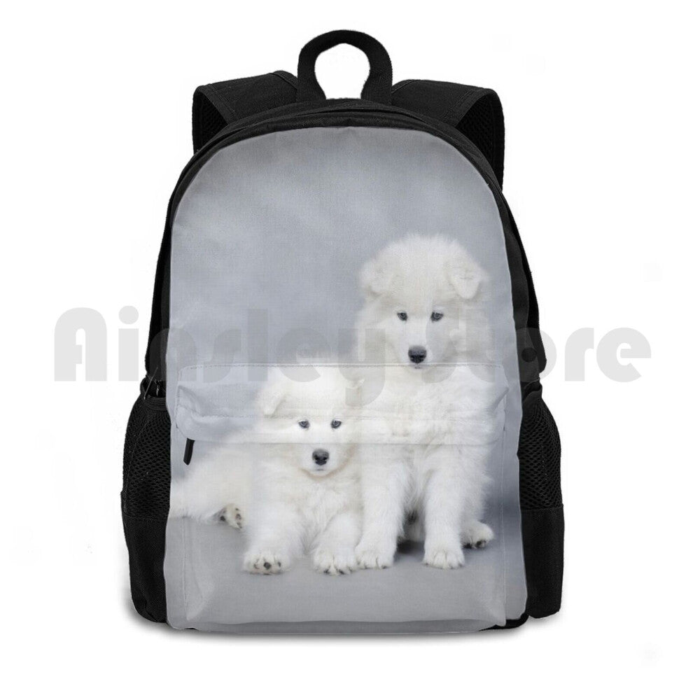 Samoyed Puppies Outdoor Hiking Backpack Waterproof Camping Travel Samoyed Bjelkier Sammy Dog Pet Puppy Adorable Funny