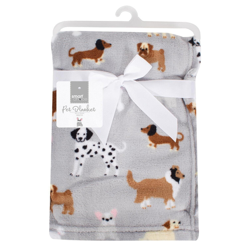 Grey Dog Sherpa Pet Blanket Comforting Puppy Dog Separation Anxiety 90x70cm Couch Protector