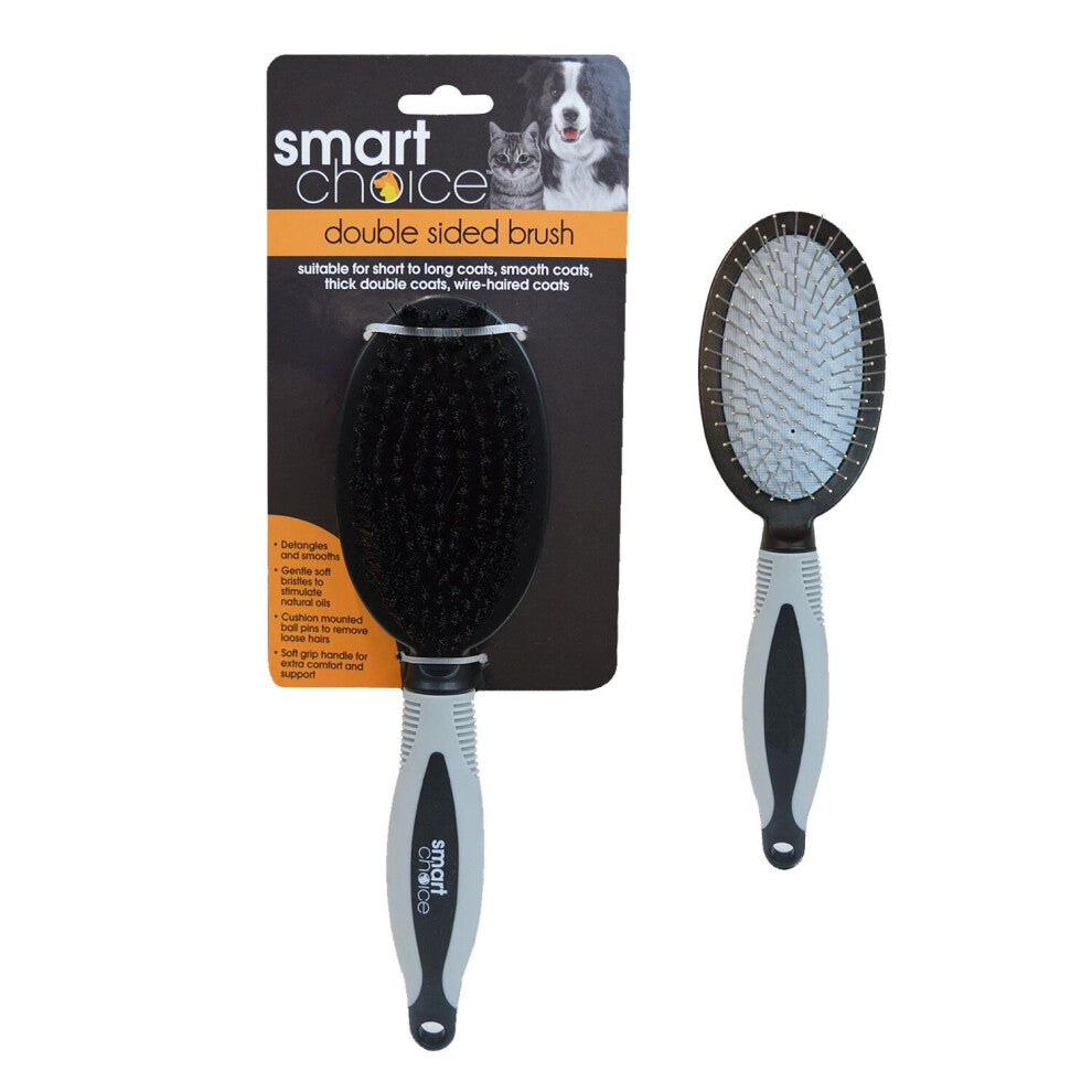 Smart Choice Double Side Pin and Bristle Grooming Brush, Grey, 0.151 kg