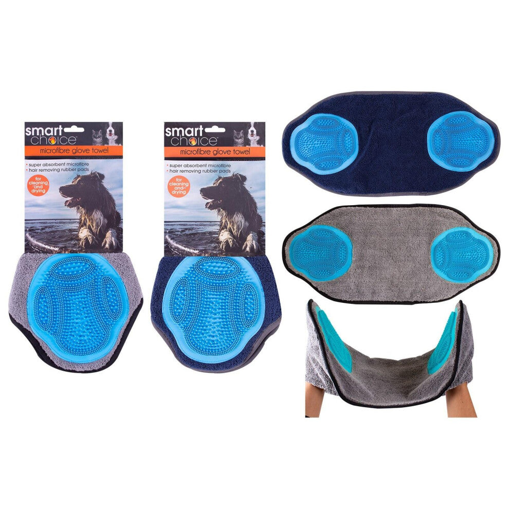 Pet Towel With Fur Removing Gloves Absorbent Quick Dry Dog Robe Easy To Use