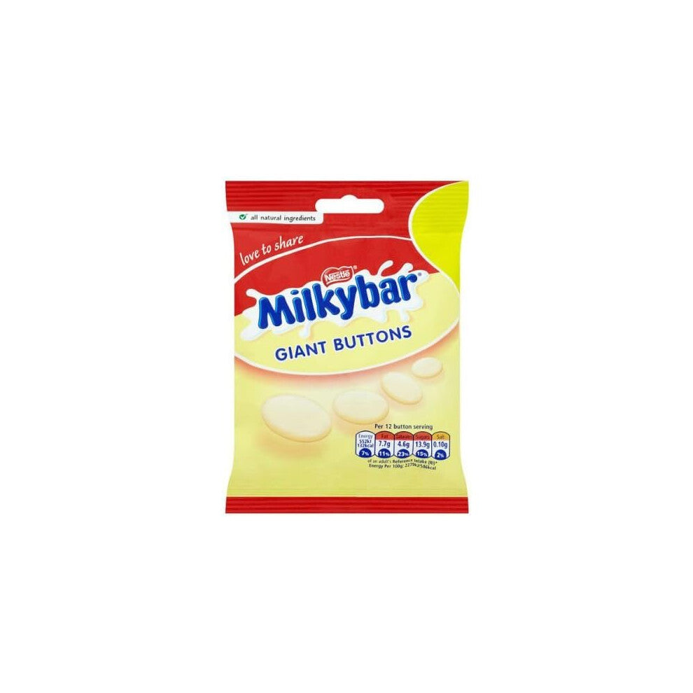Milkybar White Chocolate Giant Buttons Sharing Bags 85g ( pack of 12)