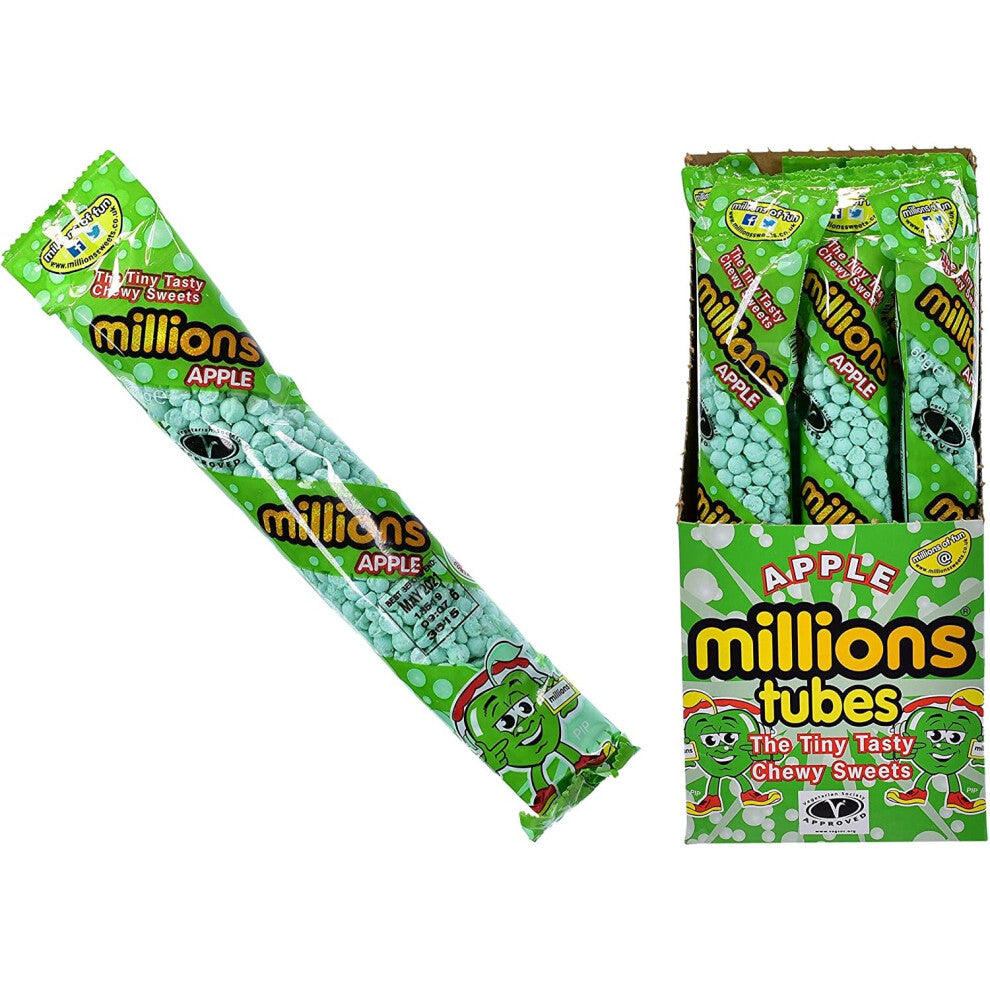 Millions Apple Tubes 55g (Pack of 12)