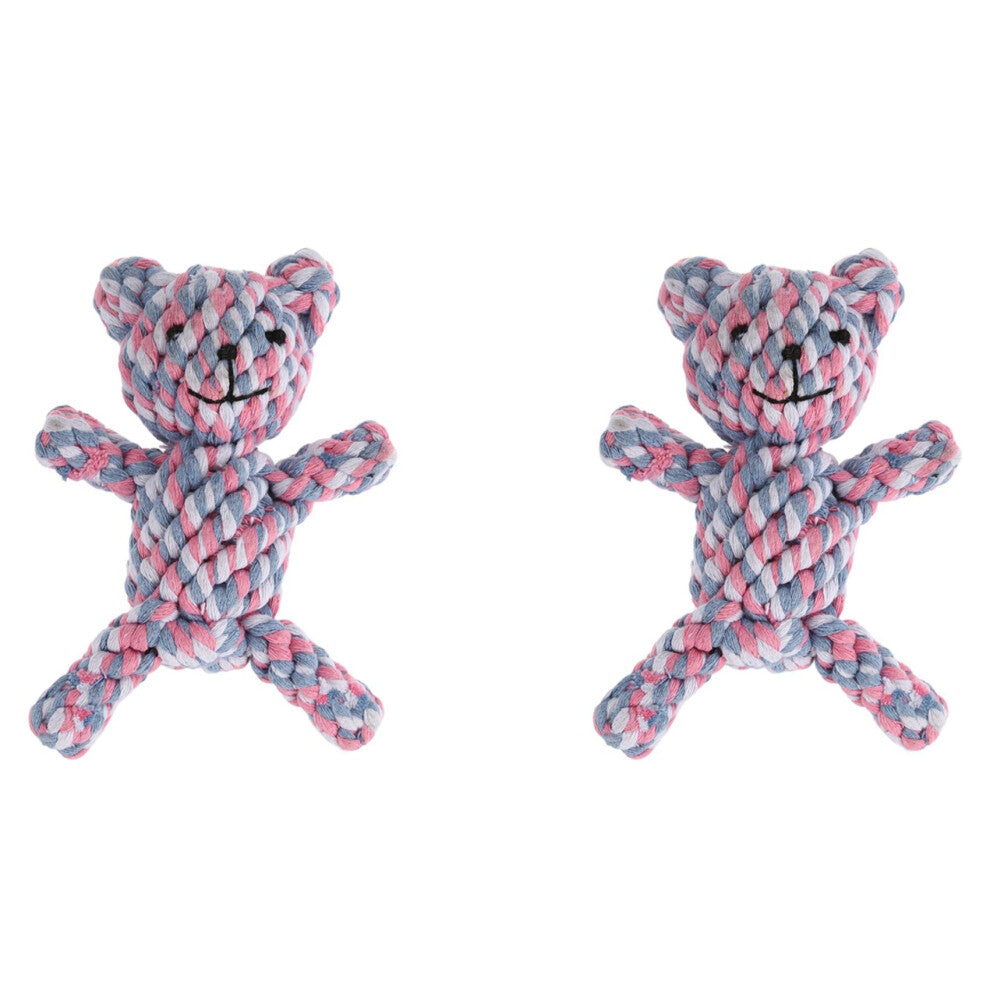 2X Popular Chew Knot Toy Bear Tough Strong Puppy Dog Pet Tug War Play Cotton Rope