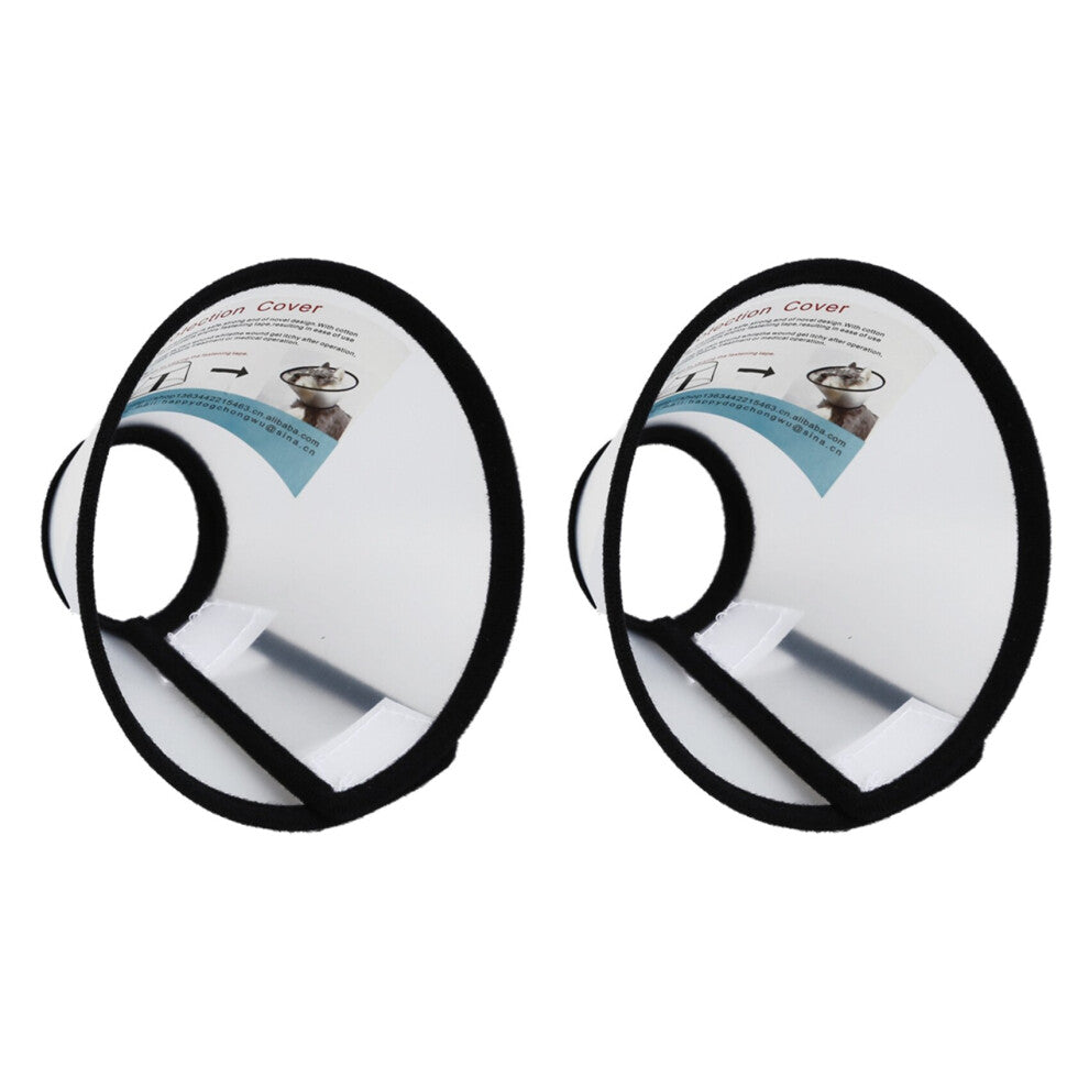 2X Elizabethan Dog Pet Wound Healing Cone E- Collar White with Black