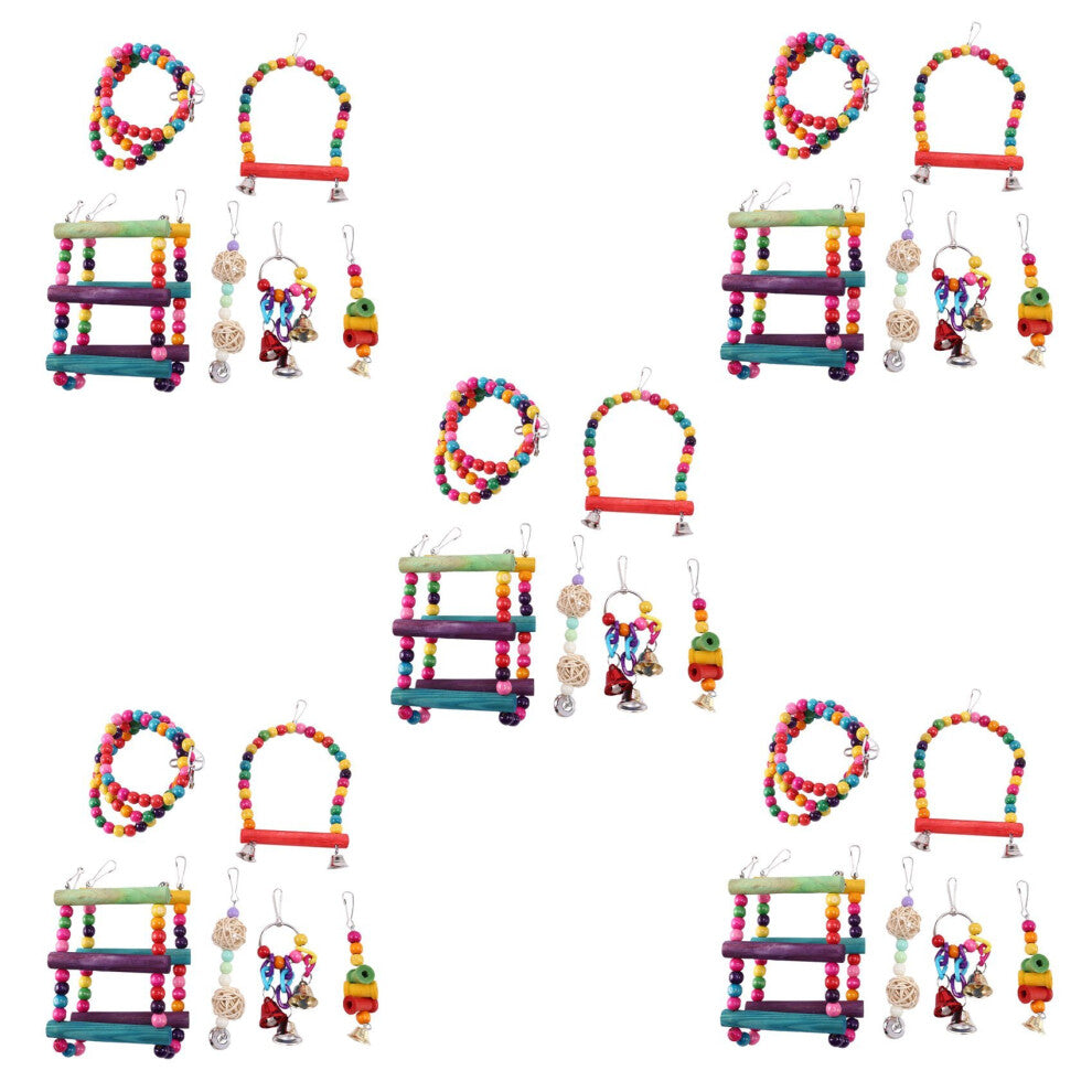 30 Pcs Bird Parrot Toys, Bird Swing Toy Colorful Chewing Hanging Hammock Swing Bell Pet Climbing Toys Bird Toys