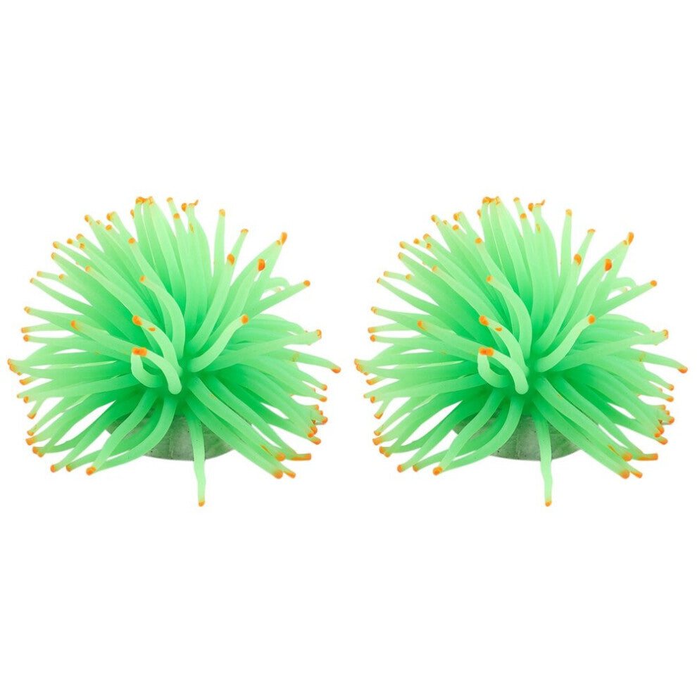 2X Aquarium Decorative Green Silicone Sea Fish Tank Ornament