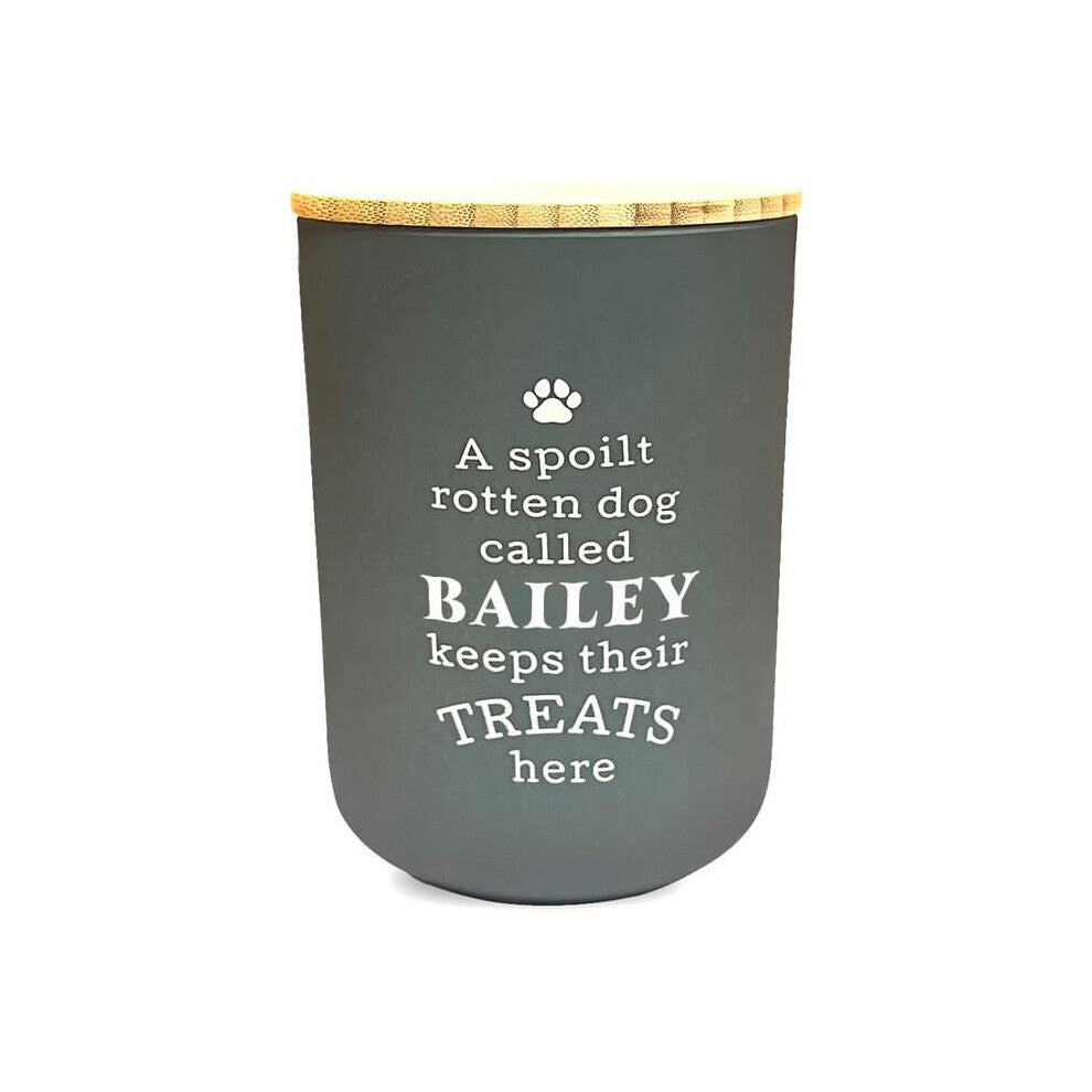 Dog Treat Jar Spoilt Puppy Pet Homeware Funny Green Wooden Lid Bailey