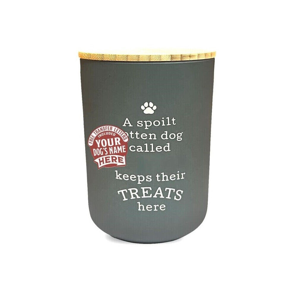 Dog Treat Jar Spoilt Puppy Pet Homeware Funny Green Wooden Lid - Blank