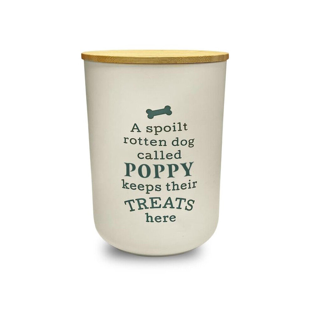 Dog Treat Jar Spoilt Puppy Pet Homeware Funny Green Wooden Lid - Poppy