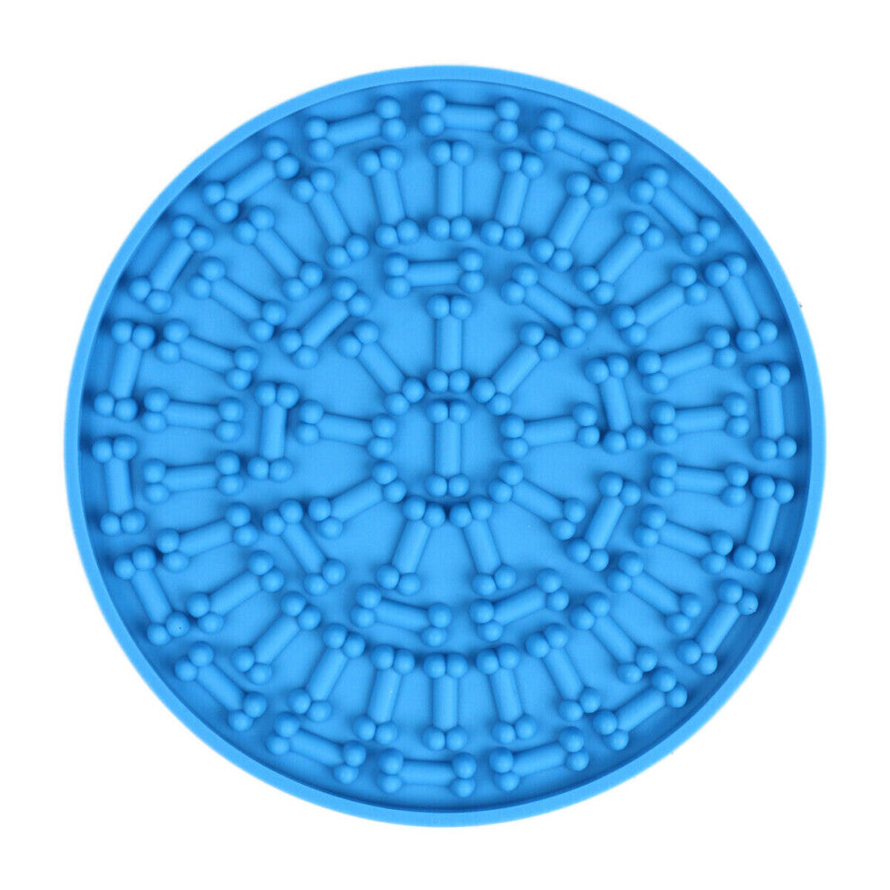 (Blue) Pet Lick Food Mat Placemat For Dog Cat Licky Wall Suction Feeding Licki Plate