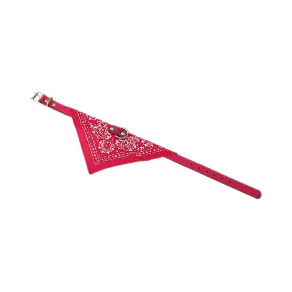 PE0783SPI Doggy Fashionable Bandana Collar - Small, Pink, Adjustable Leather Strap with Triangular Bandana, Lead-Tag Compatible