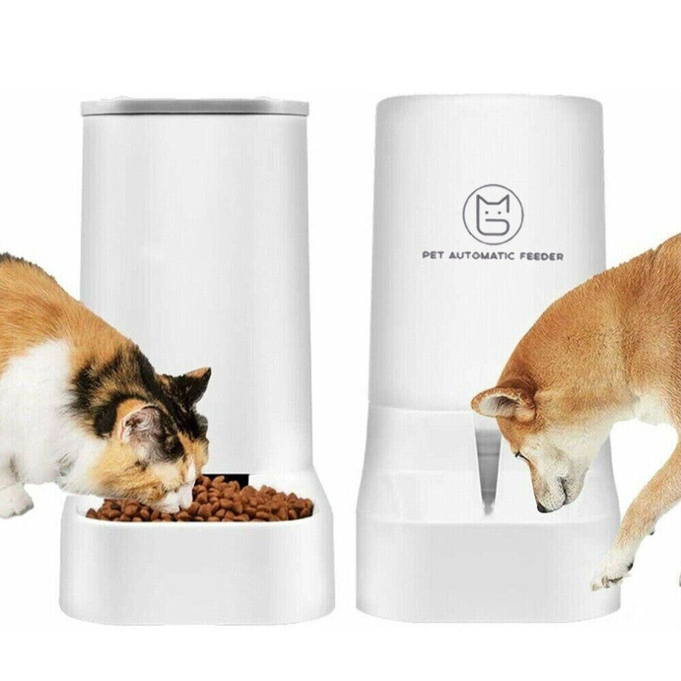 2PCS Automatic Pet Feeder Large Cat Dog Food Dispenser&Water Fountain Drink Bowl