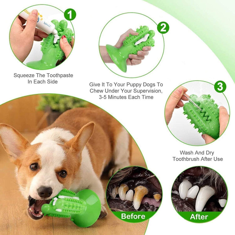 Dog Toothbrush, Dog Toy Chewing Interactive, Chewing Brush Safely Disposes Natural Rubber Dog Teeth Bad breath
